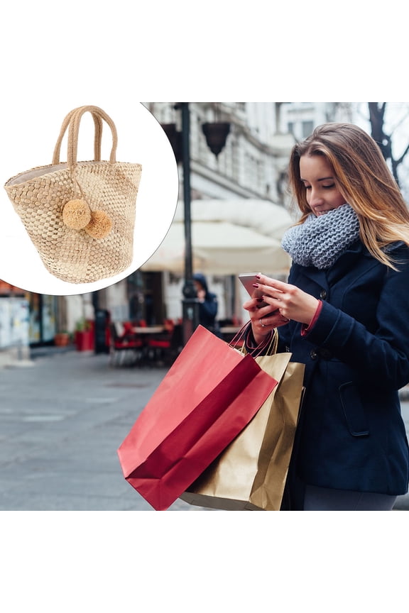 Lightweight Portable Weaving Bag Zipper Closure, Beige Color, Ideal for Home and Travel Use