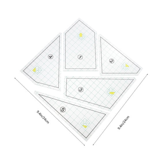 Homoyoyo 5-Piece Fabric Sewing Rulers Set for Quilting, Miter Binding, and Crafting Projects with Easy-to-Use Tools