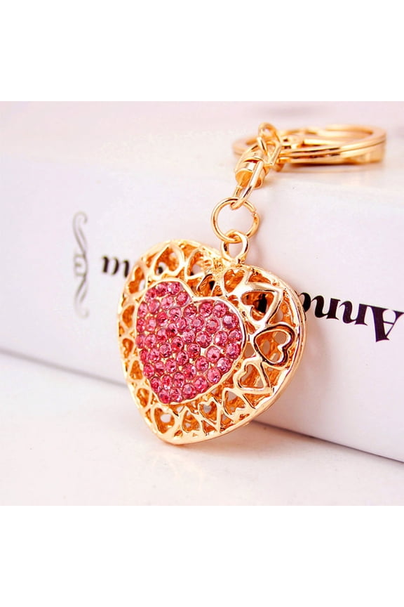 Rhinestone Heart Shape Keychain Multi Alloy 1Pack Fun Keyring