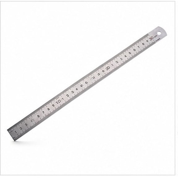 Homoyoyo Double Sided Ruler Plated Silver Stainless Steel for Teaching and Carpentry