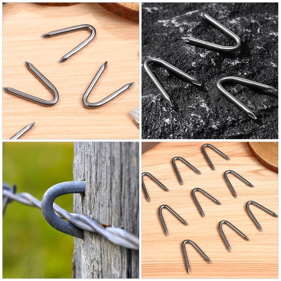 Homoyoyo Safety Fence Nail U Shaped Iron Fasteners Silver for Construction Workers 20Pack