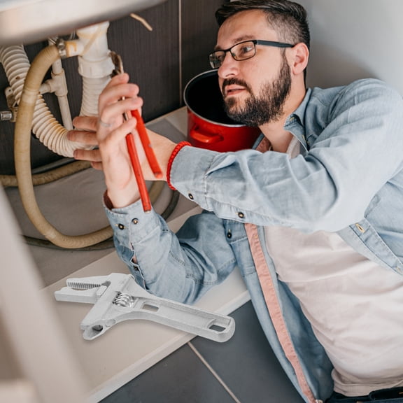 Homoyoyo Adjustable Short Handle Plumbing Wrench Spanner Tool for Tight Space Pipe Connections and Repairs