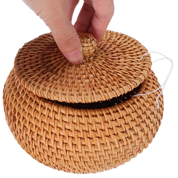 Homoyoyo Hand-Woven Multifunctional Storage Basket Khaki Autumn Vine Design Organizer 1 Piece