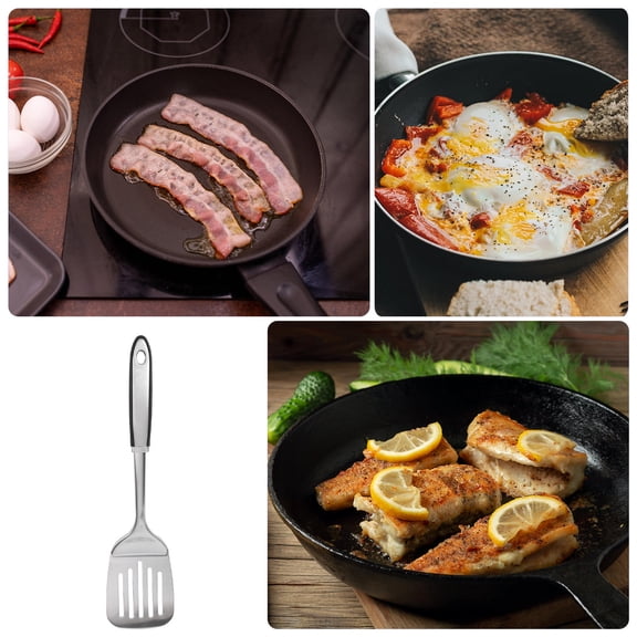 Homoyoyo Stainless Steel Slotted Turner for Cooking with Comfortable Grip and Handle