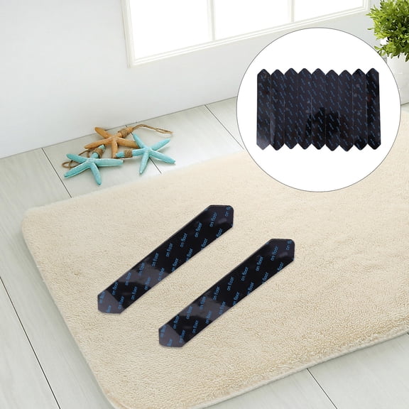 Homoyoyo Carpet Fixing Stickers 8 Pcs Black PU Material Non- Traceless Pads Stop Curling and Sliding for Home Use