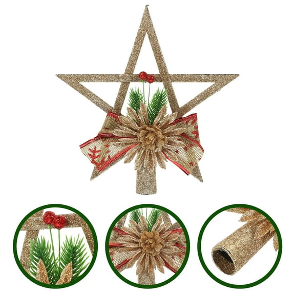 Homoyoyo Vintage Five-Pointed Star Christmas Tree Topper Ornament Holiday Home Decor Decoration