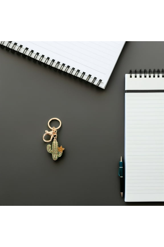 Cute Cactus Keychain Bag Charm Durable Alloy Metal Accessory for Handbags