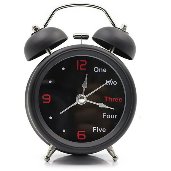 Homoyoyo Non-Ticking Twin Bell Daily Clock Quiet Movement Black