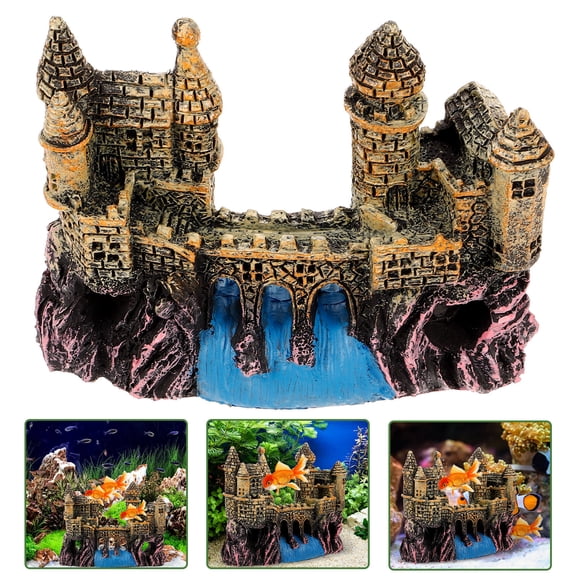Homoyoyo Wear Resistant Resin Castle Fish Tank Decoration with Realistic Underwater Design