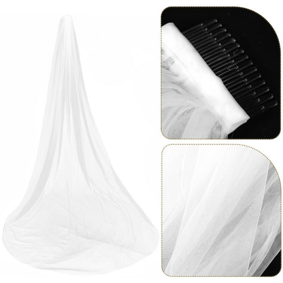 Homoyoyo White Cathedral Bridal Veil Lightweight Comfortable Wedding Accessory for Bride and Wedding Decor