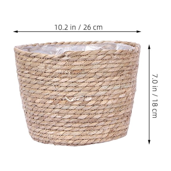 Homoyoyo Khaki Seagrass Basket for Artificial Trees and Indoor Flower Pots, Decorative Storage Basket 1 Set