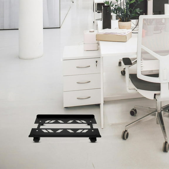 Homoyoyo Rolled Steel Computer Tower Stand with Wheels Under Desk Mobile CPU Holder