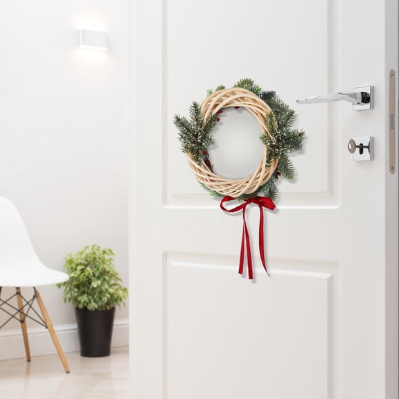 Homoyoyo Rattan Wreath Natural Wood Color Craft Decoration for Family BBQ Gatherings 1 Piece