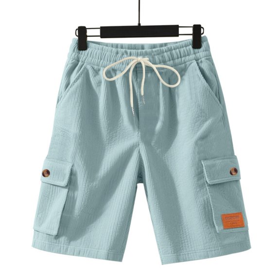 Homozy Casual Shorts for Men Drawstring Elastic Waist Shorts with Pockets Casual Drawstring Summer Beach Shorts