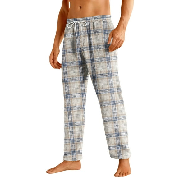 Homozy Flannel Pajamas Bottoms for Men Flannel Plaid Warm M-3xl Slim Fit Casual Baggy Loose Pj Pants Turquoise M