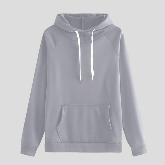 Homozy Hoodies for Women Oversized Long Sleeve Fleece Solid Color Hoodie Casual Pullover Oversized Sweatshirt Hooded Gray 2XL