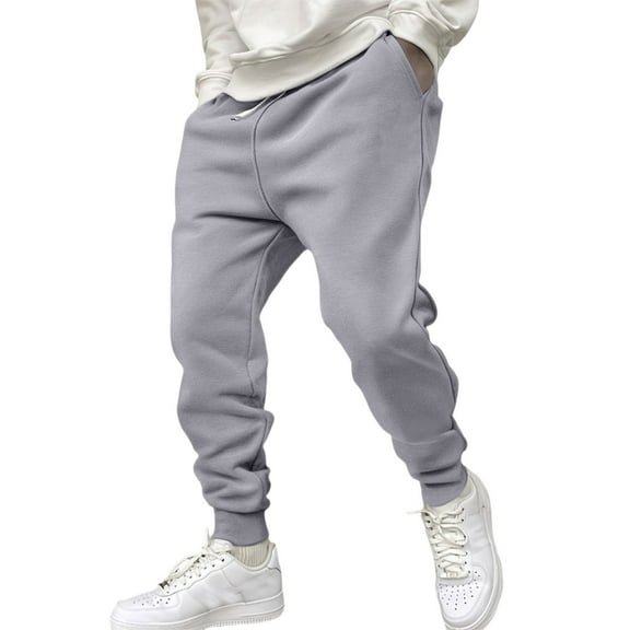 Homozy Mens Baggy Grey Sweatpants with Pockets Elastic Waist Drawstring Trousers Workout Casual Sweatpants, Light Gray XL