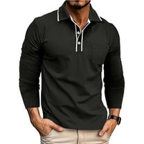 Homozy Mens Polo Shirts 2026 Autumn Winter Long Sleeve Golf T Shirt with Pocket Casual Workout Button Tee