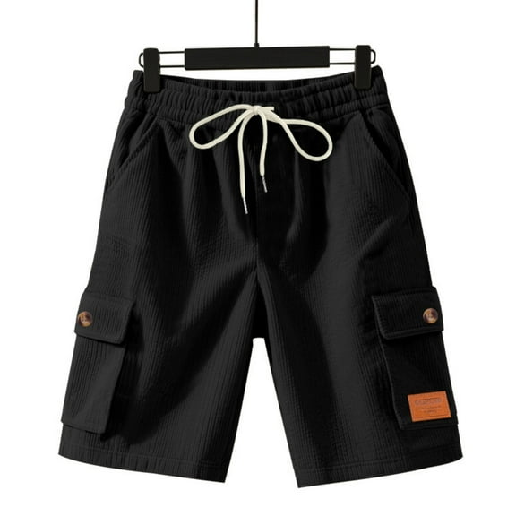 Homozy Shorts for Men Lace Up Elastic Waist Casual Short Summer Beach Drawstring Elastic Waist Shorts