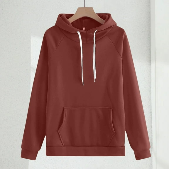 Homozy Womens 2025 Hoodies Long Sleeve Fleece Soft Hoodie with Kangaroo Pockets Lightweight Casual Pullover Hoodies Wine M