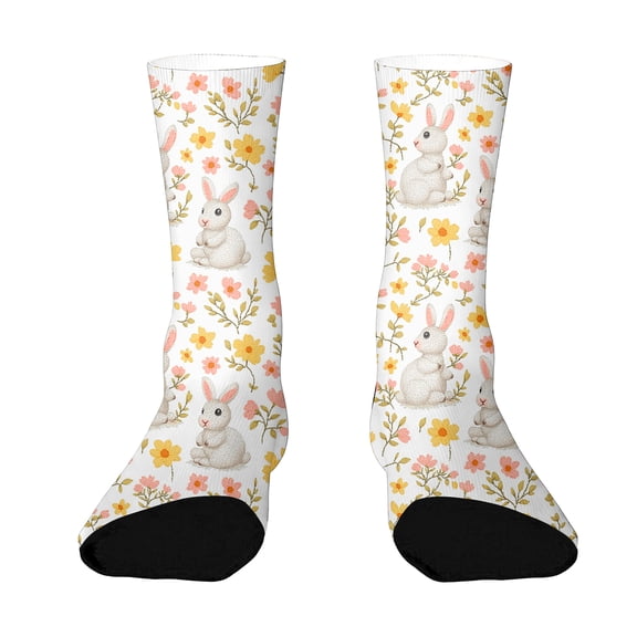 Homozy Womens Easter Socks Novelty Bunny Rabbit Print Cotton Crew Dress Socks Socks for Women Funny