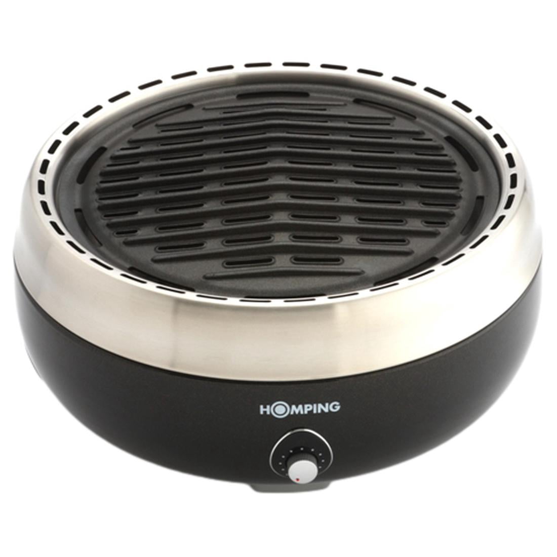 Homping Grill - Ultimate Portable Charcoal BBQ Grill. Produces Less smoke. Combined with its electric fan for air/heat control.