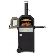 Homrest 12" Propane Pizza Oven, CSA Approved Portable with 2 Foldable Shelves Wheels, 2-Layer Smokeless（Propane Tank is excluded）