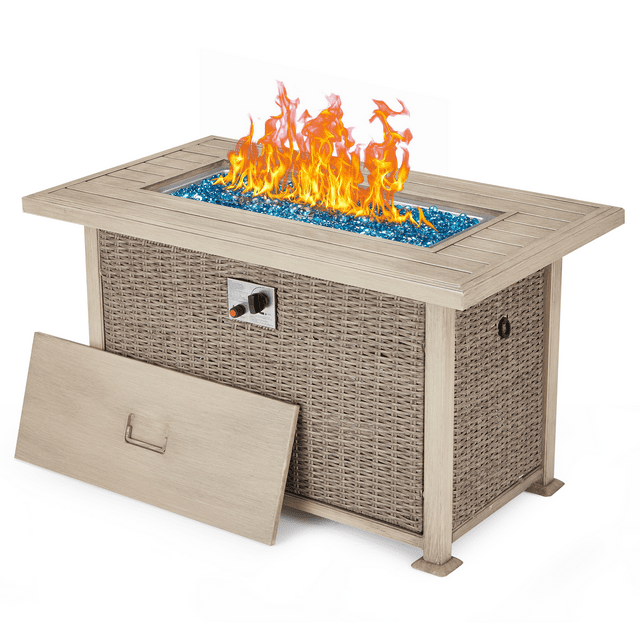 Homrest 44 inch Fire Pit Table,Aluminum Table Top,Propane,Gray and ...