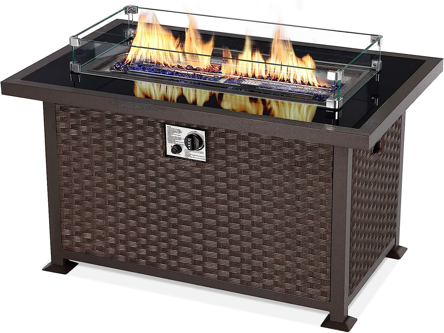 Homrest 44in Patio Propane Gas Fire Pit Table, 50,000 BTU AutoIgnition
