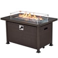 thumbnail image 1 of Homrest 44in Outdoor Propane Gas Fire Pit Table, 50,000 BTU with Glass Wind Guard, Brown PE Rattan, 1 of 11