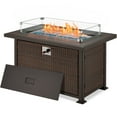 thumbnail image 1 of Homrest 50" L Propane Pit Firetable,50,000 BTU Auto-Ignition Gas Fire Table with Glass Wind Guard and 2 Hidden Side Hooks, Dark Brown, 1 of 7