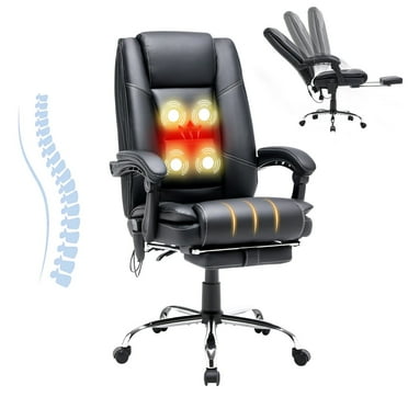Homrest Ergonomic Indoor Massage Heated PU Leather Office Chair, Black