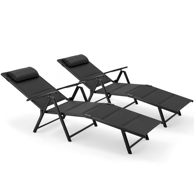 Homrest Lounge Chair Set of 2, Reclining Lightweight Chaise Lounge