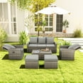 Homrest 6Piece Outdoor Patio Furniture Set, Wicker Rattan Sofa with