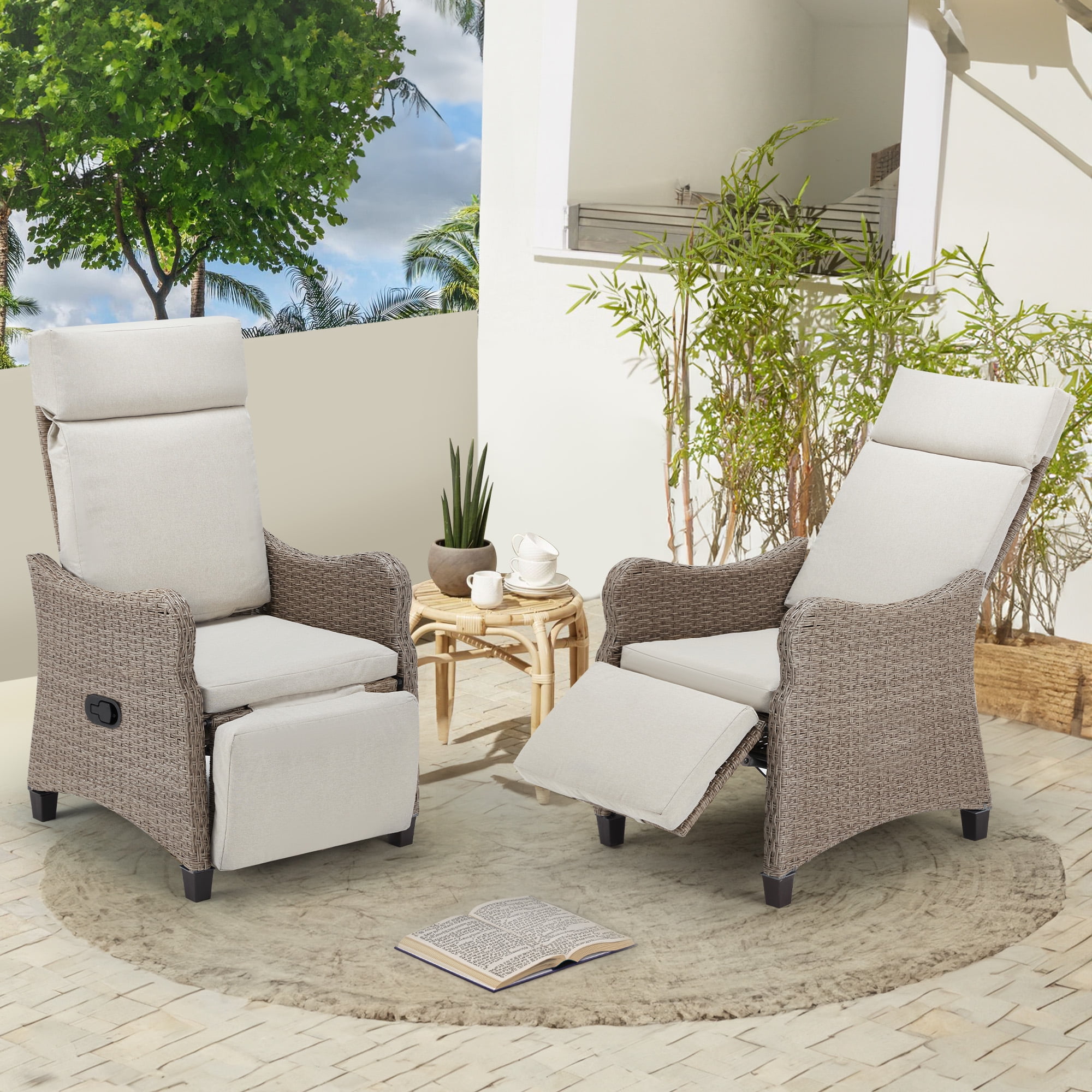 Reclining outdoor wicker chairs sale