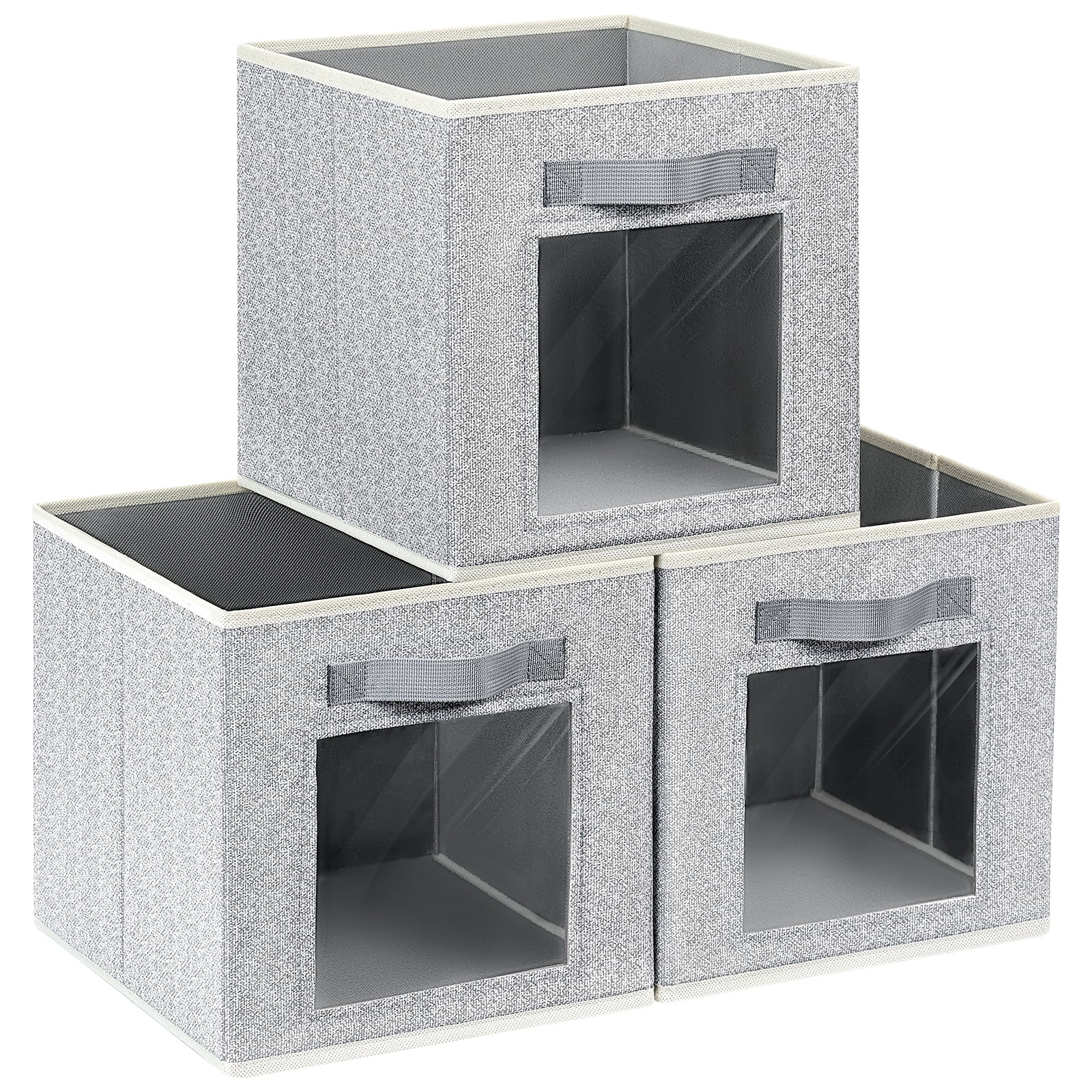 Homsorout Storage Bins, Cube Storage Organizer Bins with Window, Fabric Baskets for Organizing