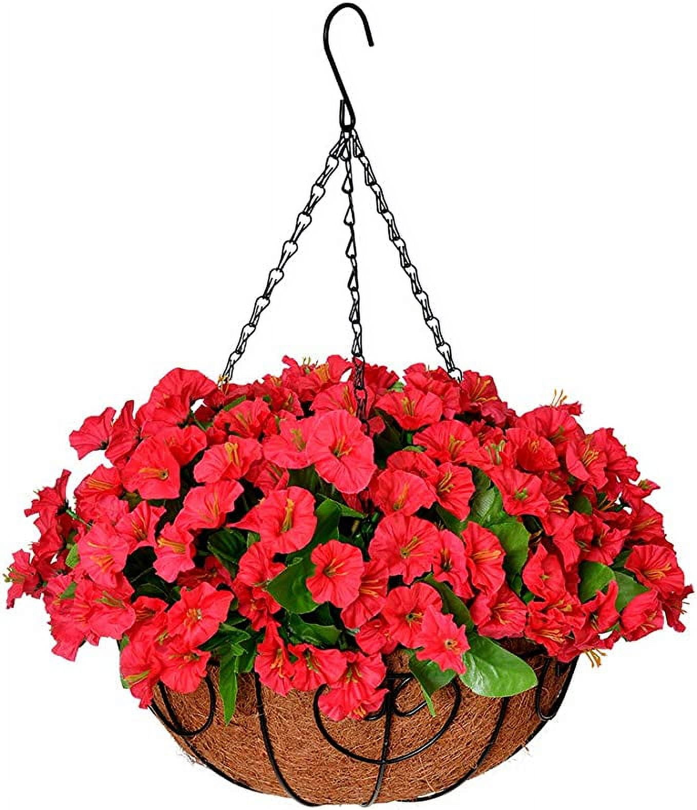 Homsunny 21.6 Coconut Lining Hanging Planters with Artificial Daisy Flowers
