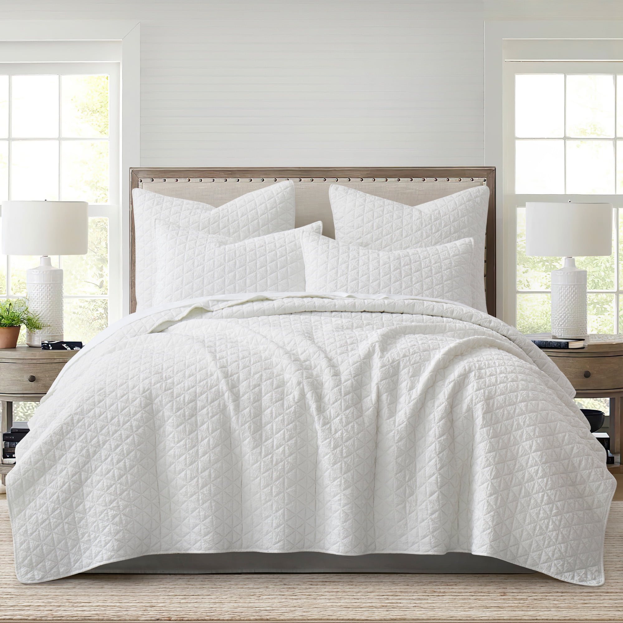 Rowan White King Reversible Microfiber Quilt Set