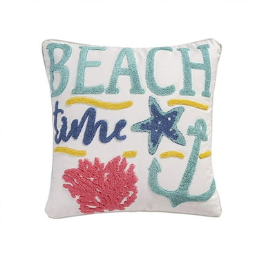 Homthreads - Playa Vista - Decorative Pillow (14x18in.) - Angelfish - Teal, Blue, Red, Yellow, Cream - Feather Filled