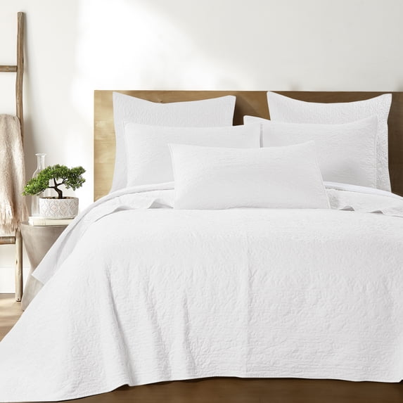 Homthreads Solid Textured White Microfiber Pillow Sham, King