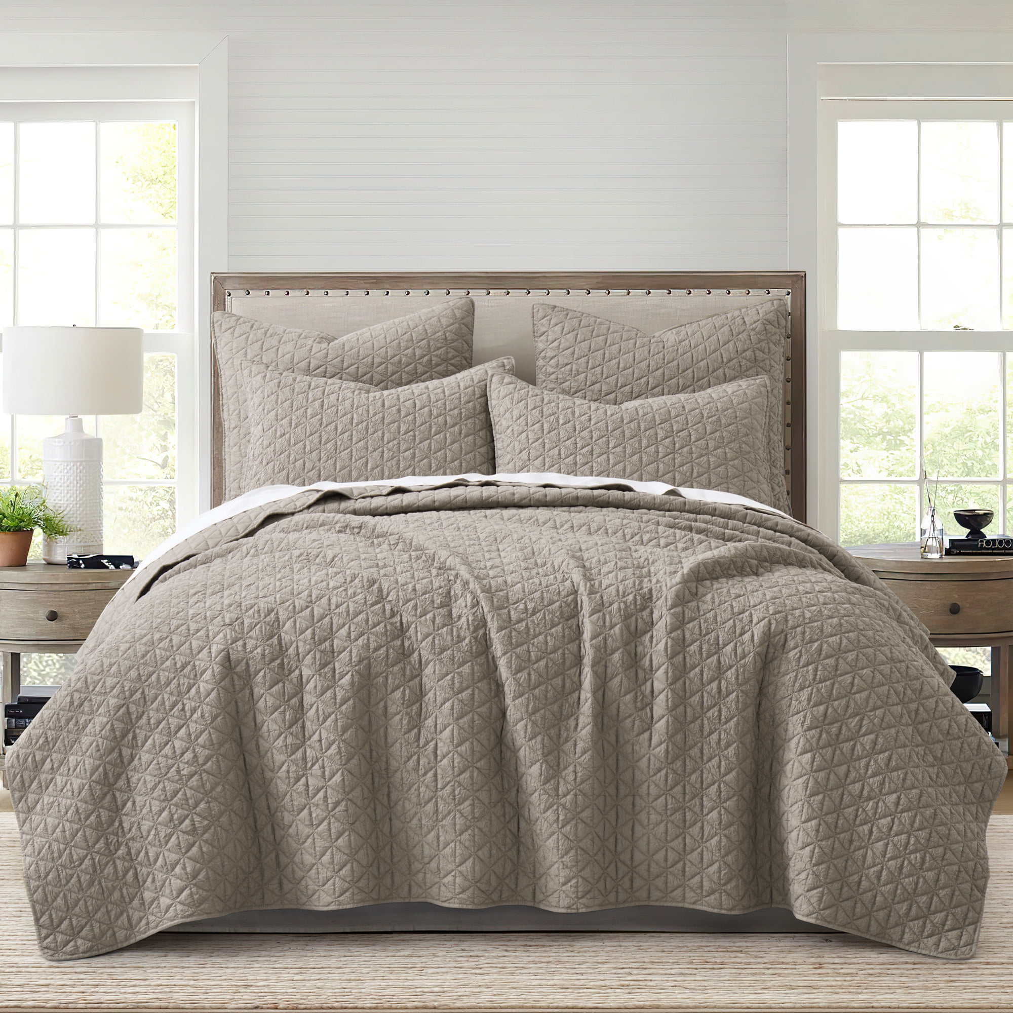 Tan Diamond Quilted Cotton Polyester Euro Sham 26x26