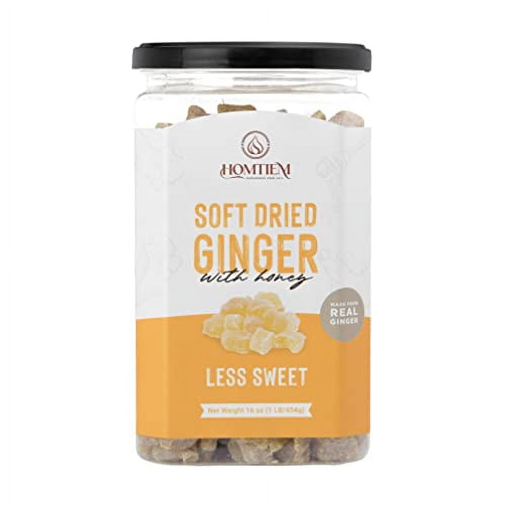 Homtiem Dried Crystallized Ginger Less Sweet ( 16 Ounce) Real Soft