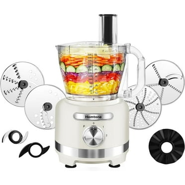 Homtone 600W 16 Cup Food Processor French-Fry Cutter Food Processors 9 Functions 7 Blades 3 Speeds