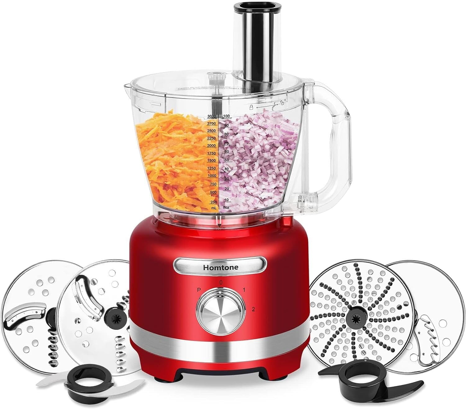 Homtone 600W Food Processor 16 Cup Vegetable Chopper Electric 6 Blades