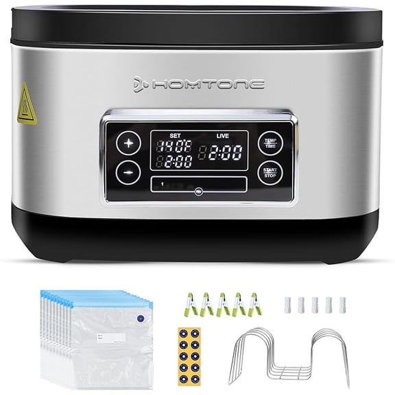 Homtone 8-Quart Sous Vide Cooker | Stainless Steel | Precision Cooker with Timer & Immersion Circulator | Includes Vacuum Bags