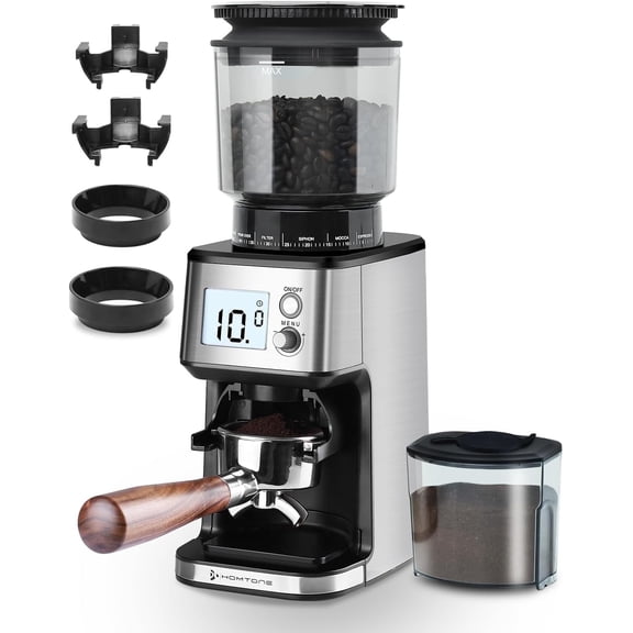 Homtone Conical Burr Coffee Grinder Stainless Steel Anti-Static Electric Espresso Grinder
