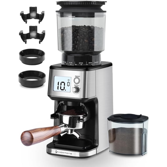 Homtone Conical Burr Coffee Grinder Stainless Steel Anti-Static Electric Espresso Grinder