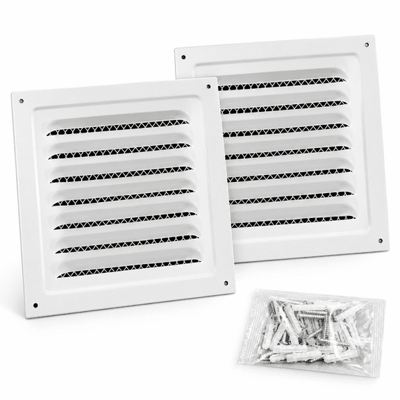 Homvera 2Pcs Attic Vent Soffit Vent Alum"Um Wall Vent Metal Shed Vent Square Vent Louver Vent Grille with Built-""Sect Screen for Exterior Door House Attic Garage Ceilwhite 6"X6"-2 Pack