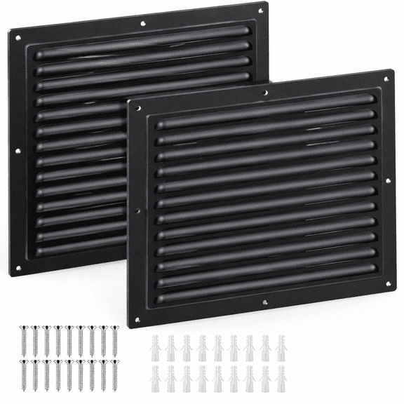 Homvera Gable Vent Shed Attic Vent Screen Mesh Square Metal Vent Covers Vent Grille Exterior Door House Attic Garage Ceiling Boost Ventilation Guard Moisture Black