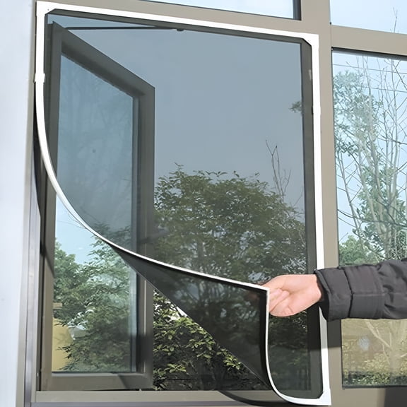 Homvera Magnetic Window Screen Adjustable DIY Window Net Max 59 x 78.7 Fiberglass Screens Mesh for House Windows with White Frames Grey Mesh